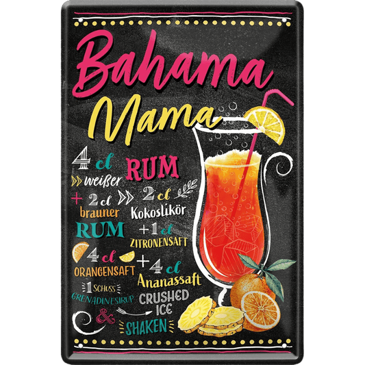 Bahama Mama Blechschild inkl. Rezept
