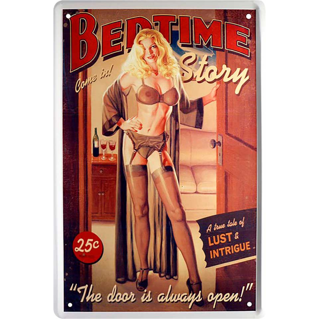 Pin-Up Girl Bedtime Blechschild 20x30cm
