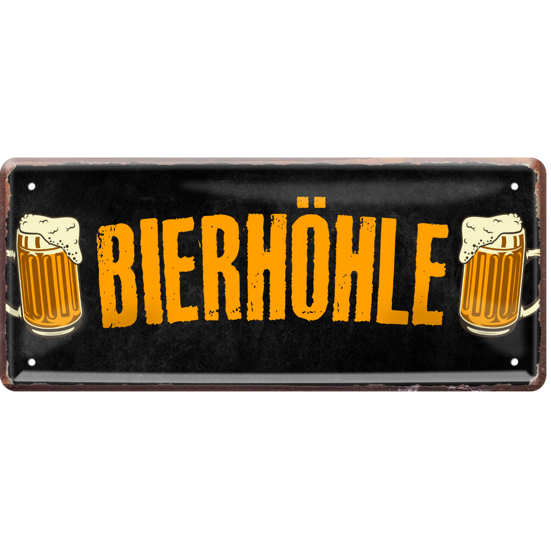 Bierhöhle Blechschild 28 x 12 cm