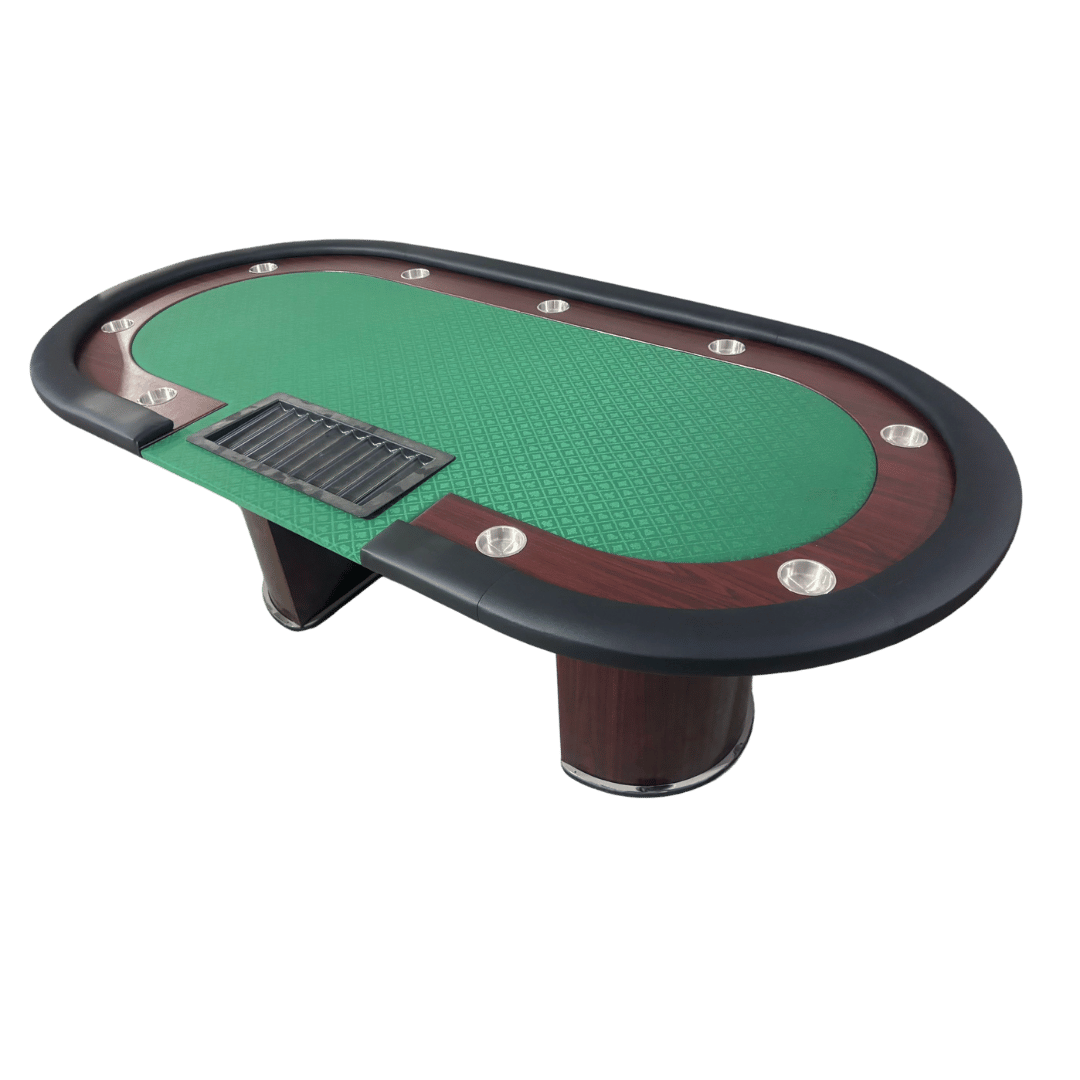 Pokertisch grün ohne Abdeckplatte mit Getränkehaltern und Dealer Tray