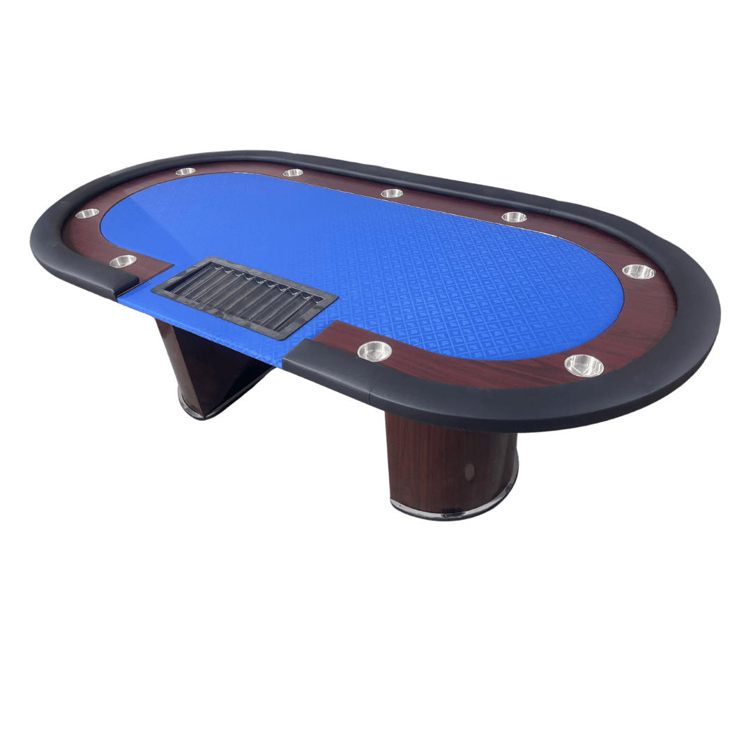 Pokertisch blau ohne Abdeckplatte mit Getränkehaltern und Dealer Tray