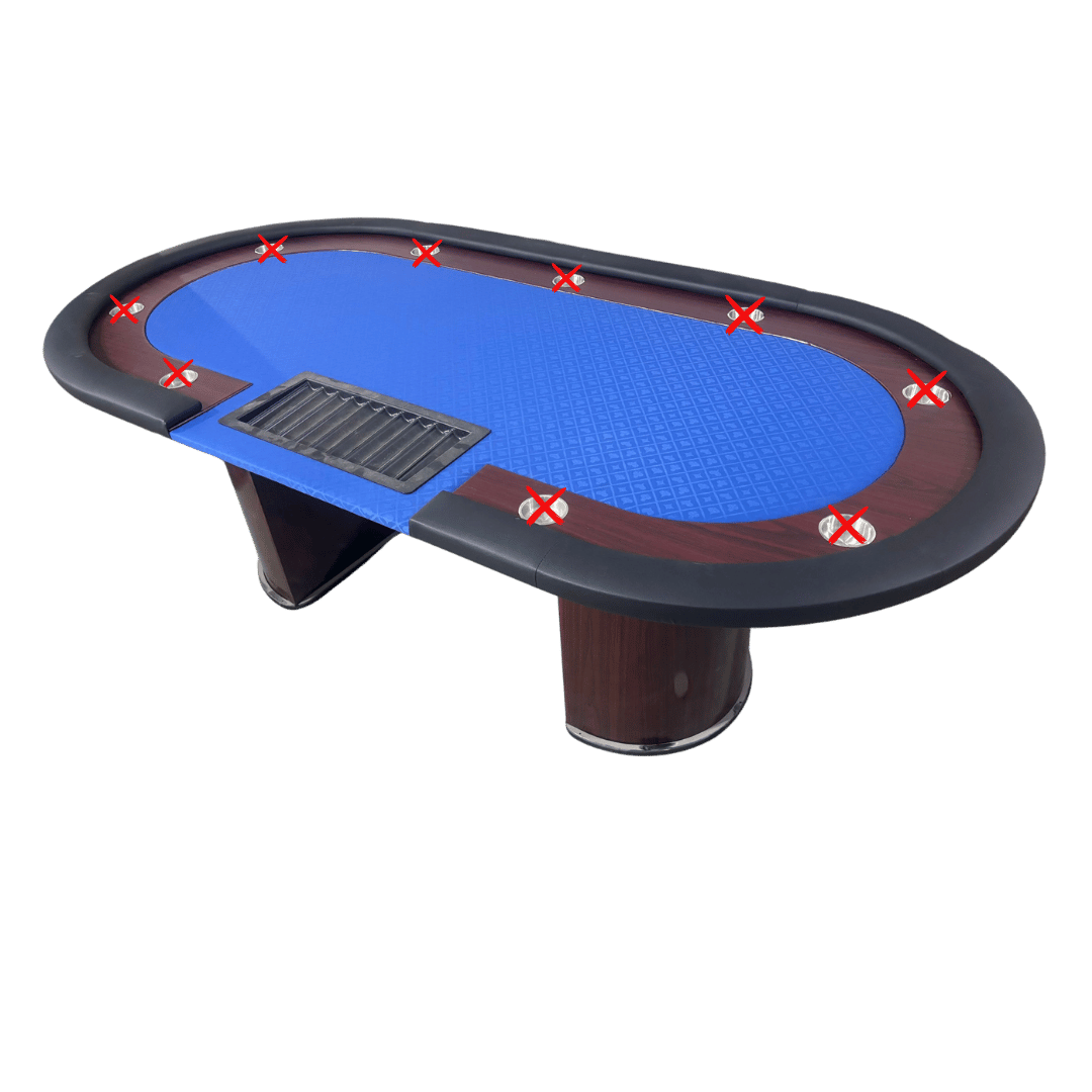 Pokertisch blau ohne Abdeckplatte mit Dealer Tray