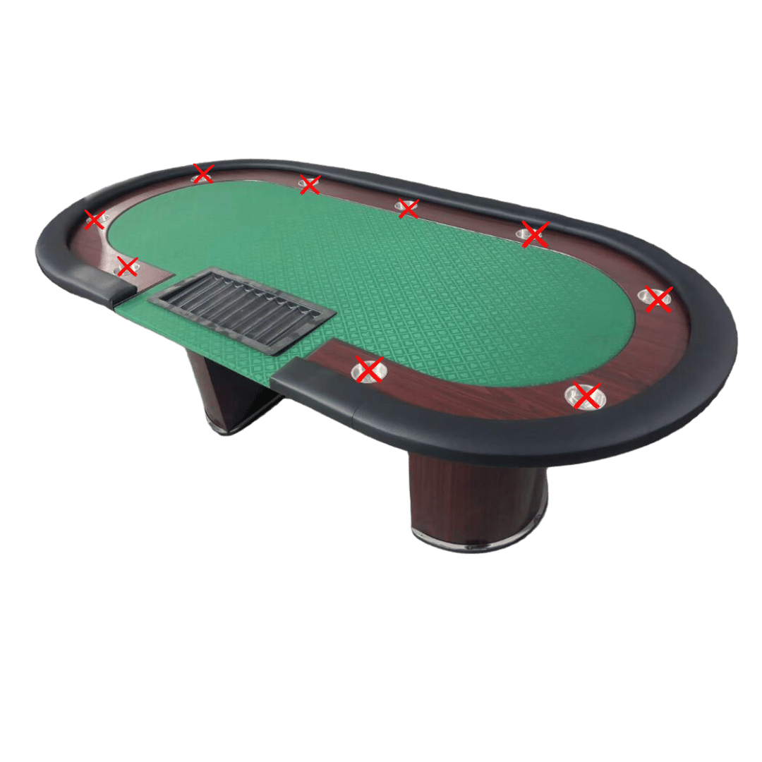Pokertisch rot ohne Abdeckplatte mit Dealer Tray