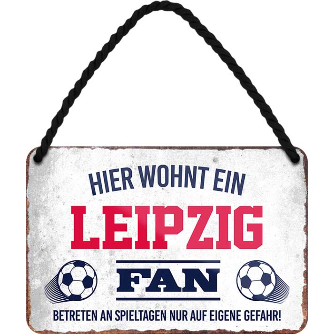 Leipzig Fanartikel Blechschilder - Man Cave Germany 18 x 12 cm (Hier wohnt ein Leipzig Fan) Blechschild
