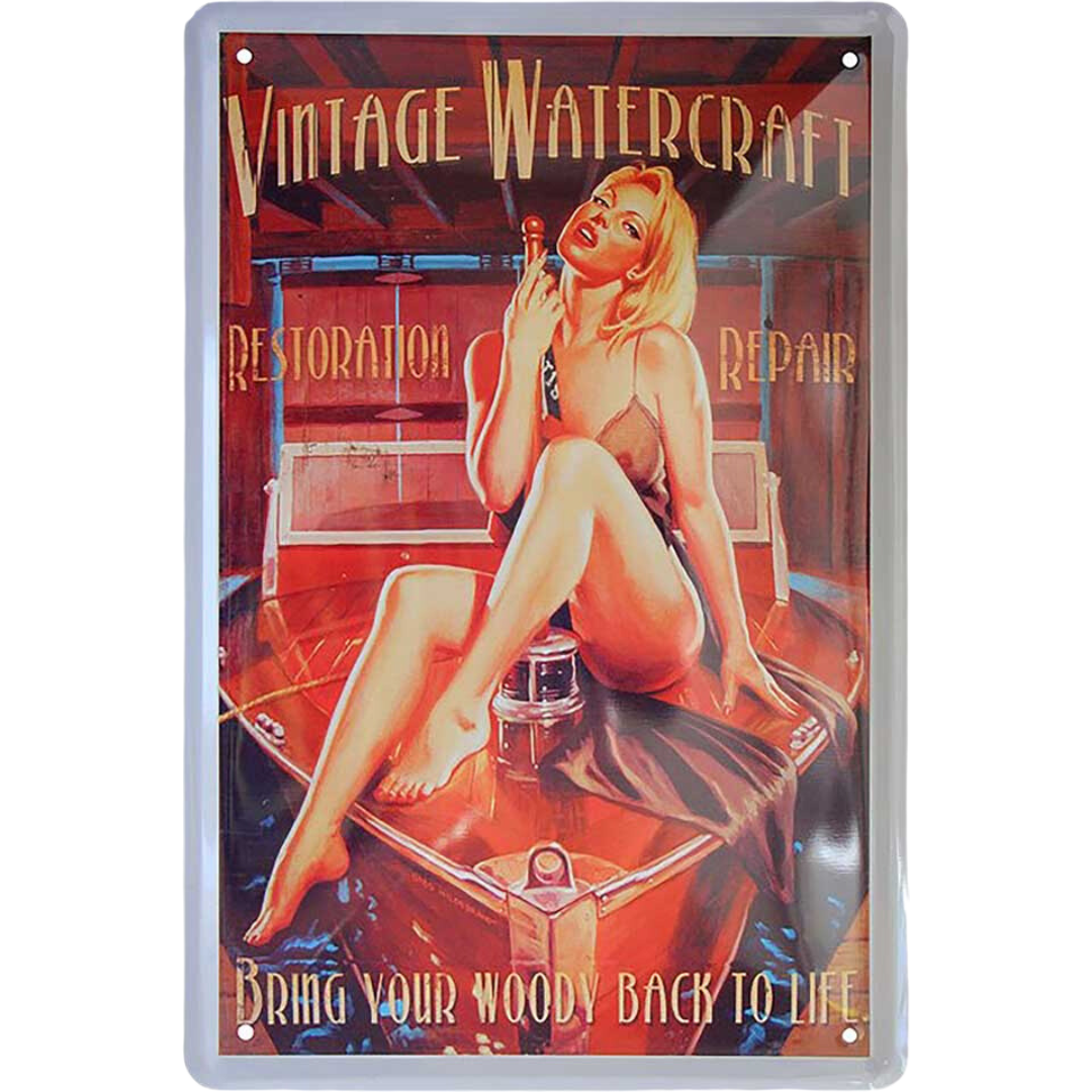 Pin-Up Girl Vintage Watercraft Blechschild 20x30cm