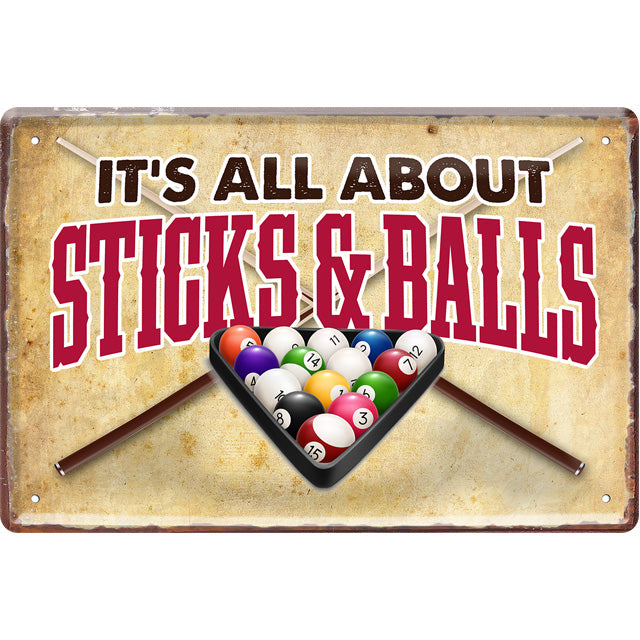 Sticks & Balls Blechschild 30 x 20 cm - Man Cave Germany Blechschild