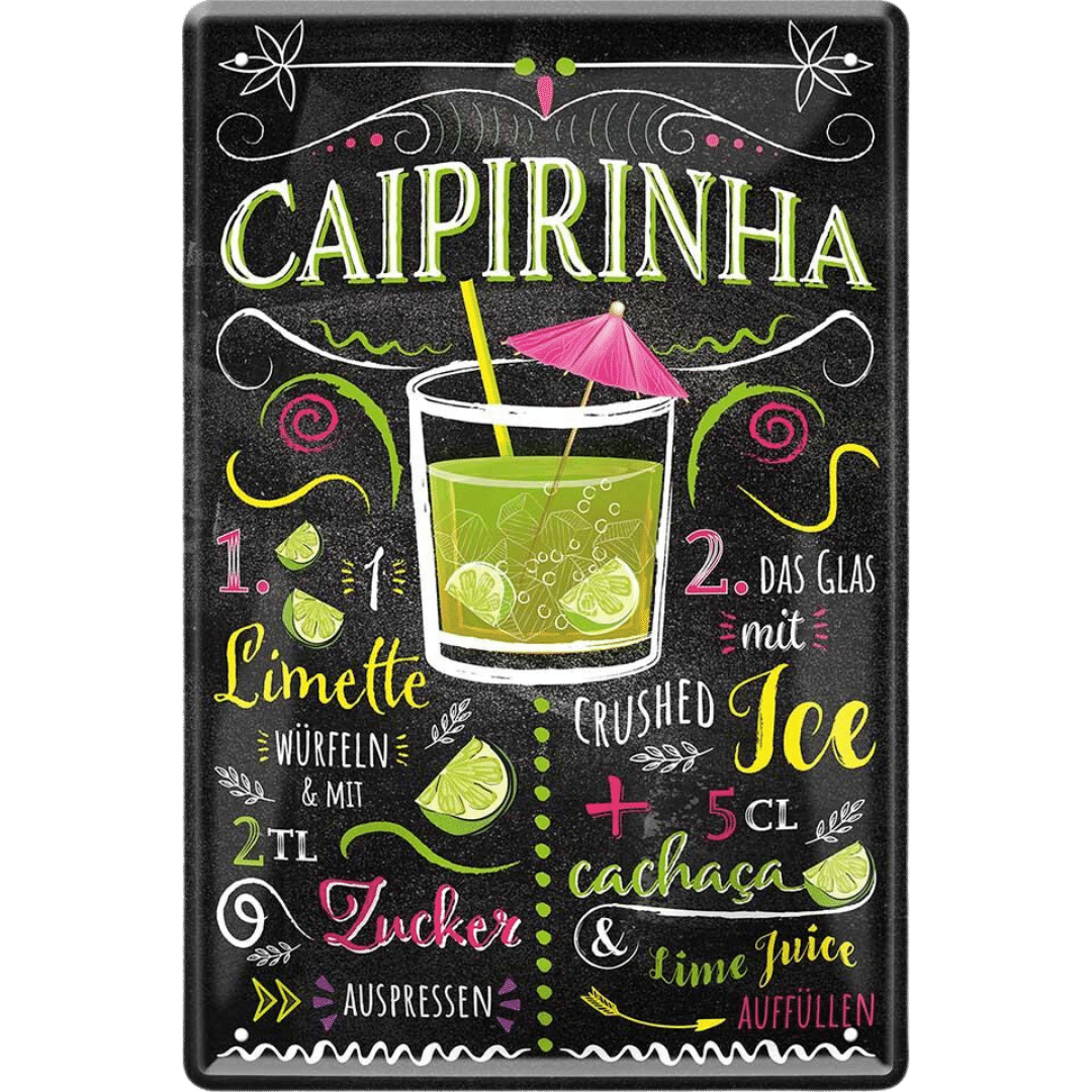 Caipirinha Blechschild inkl. Rezept 20 x 30 cm