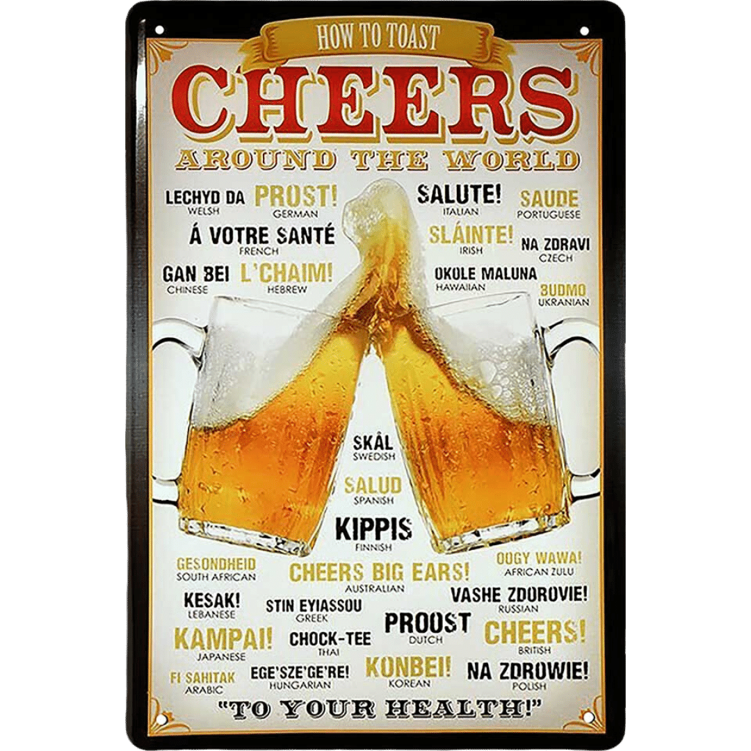 Cheers around the world Blechschild Dekoration