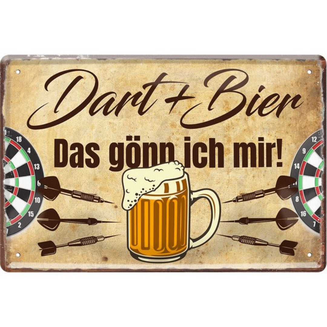 Dart und Bier - Das gönn ich mir Blechschild 30 x 20 cm