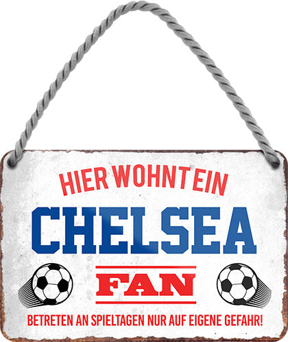 Chelsea Fanartikel Blechschild 18 x 12 cm - Man Cave Germany Blechschild