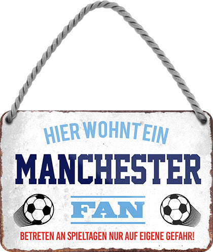 Manchester Fanartikel Blechschild 18 x 12 cm - Man Cave Germany Blechschild