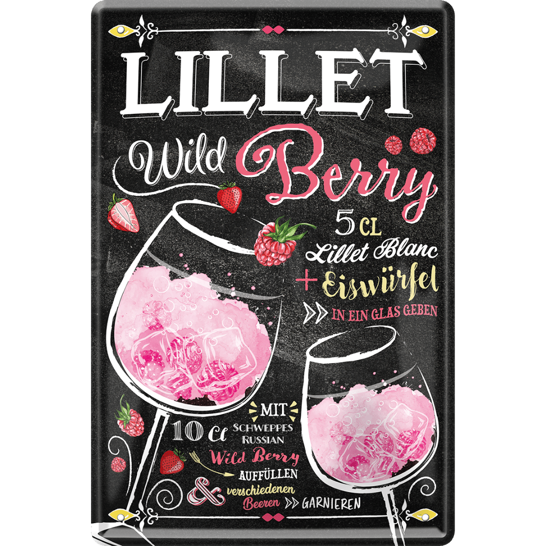 Lillet Blechschild inkl. Rezept 20 x 30 cm