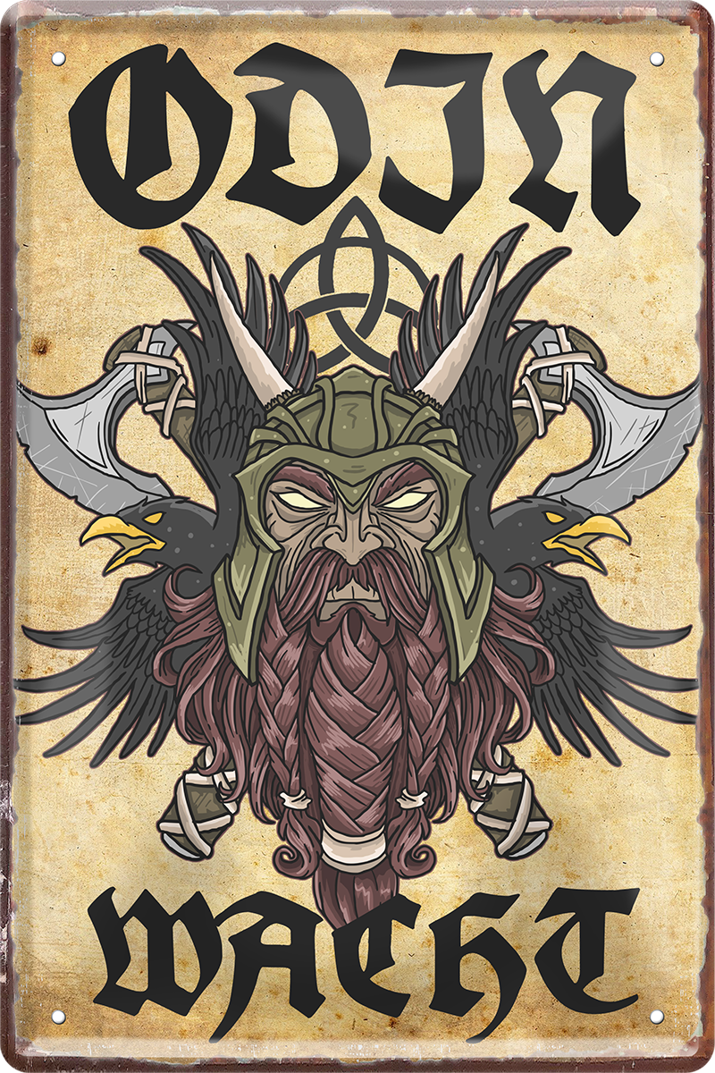 Odin wacht Blechschild 20 x 30 cm - Man Cave Germany Blechschild