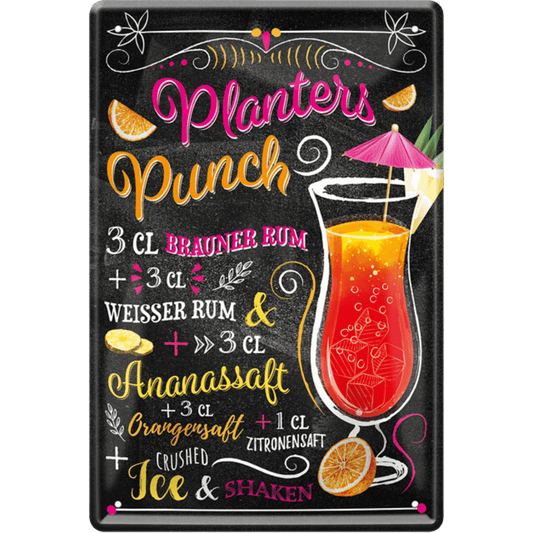 Planters Punch Cocktail Blechschild Dekoration