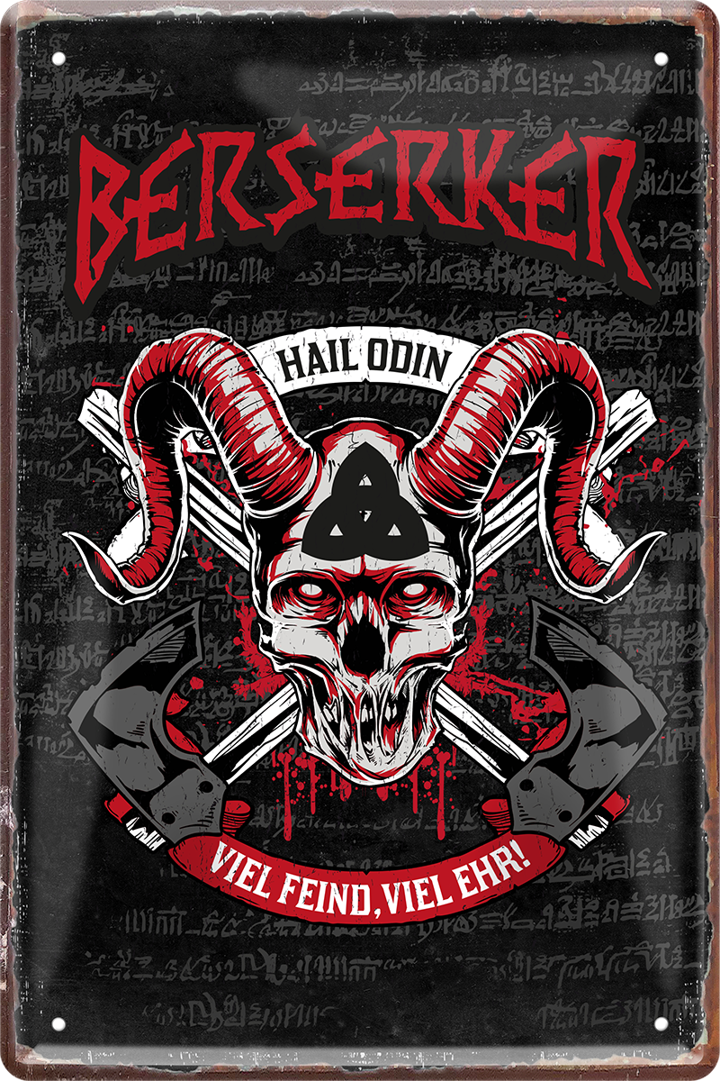 Berserker Blechschild 20 x 30 cm - Man Cave Germany Blechschild