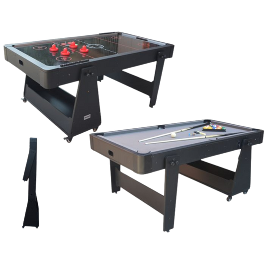 Multi-Tisch Airhockey + Billardtisch schwarz (zusammenklappbar)