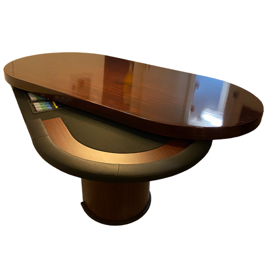 Pokertisch schwarz mit Abdeckplatte geöffnet