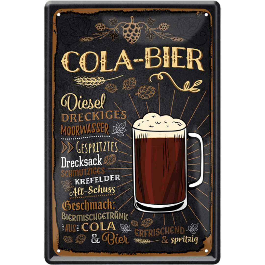 Cola-Bier Blechschild Dekoration