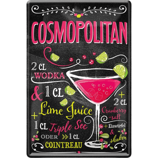 Cosmopolitan Blechschild inkl. Rezept 20 x 30 cm