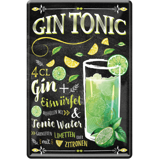 Gin Tonic Blechschild inkl. Rezept 20 x 30 cm