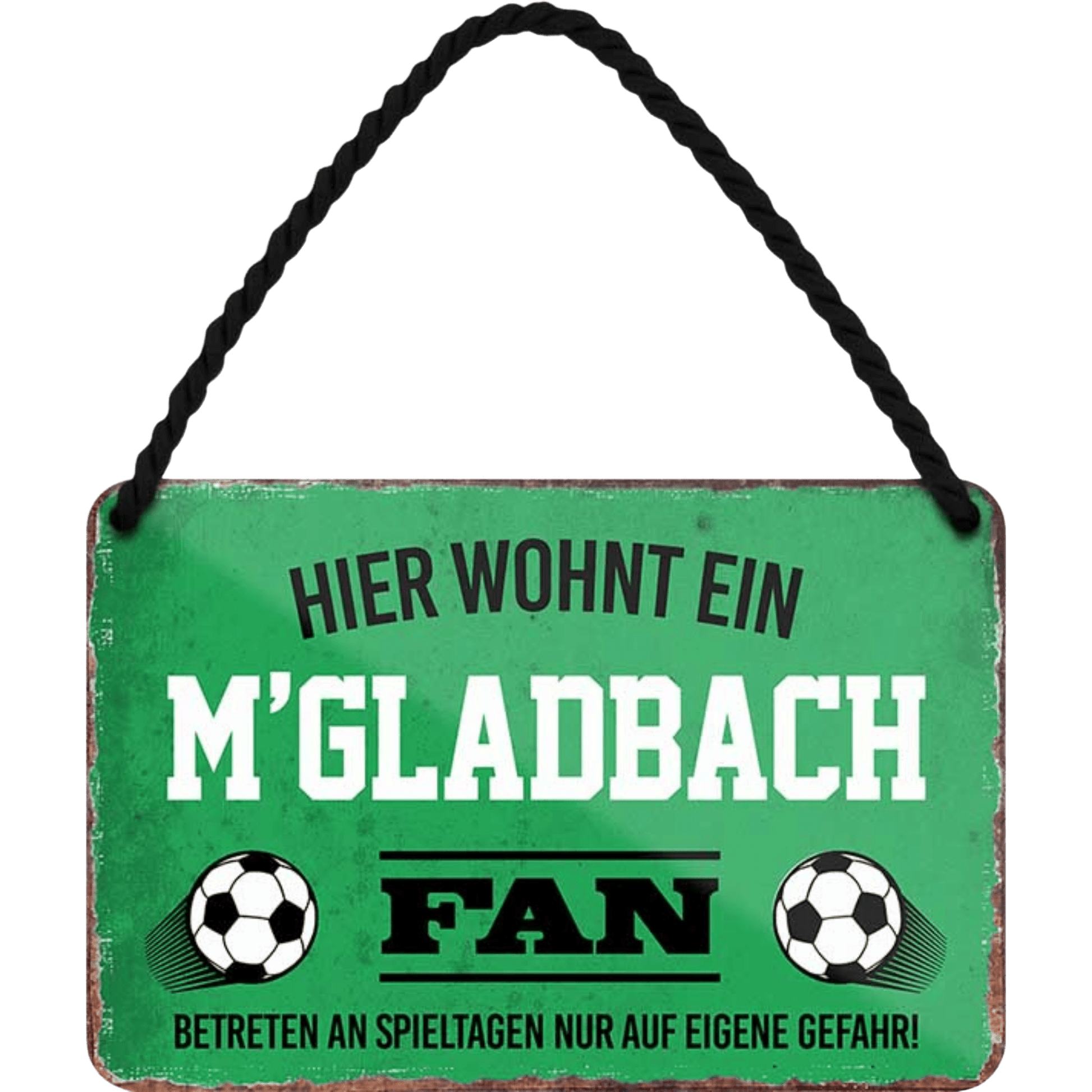 Mönchengladbach Fanartikel Blechschilder - Man Cave Germany 18 x 12 cm (Hier wohnt ein M'Gladbach Fan) Blechschild