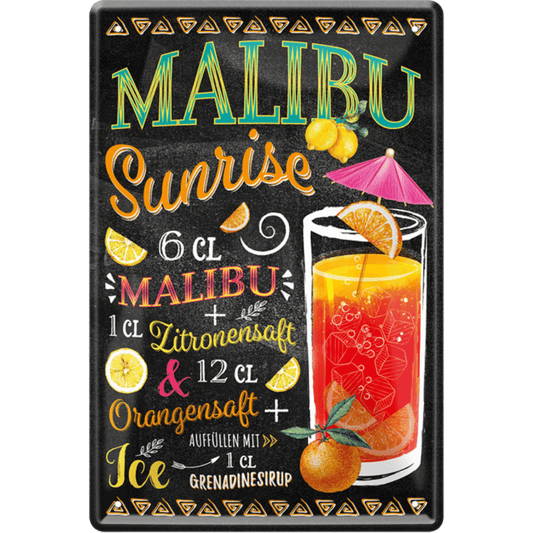 Cocktail Malibu Sunrise Blechschild Dekoration