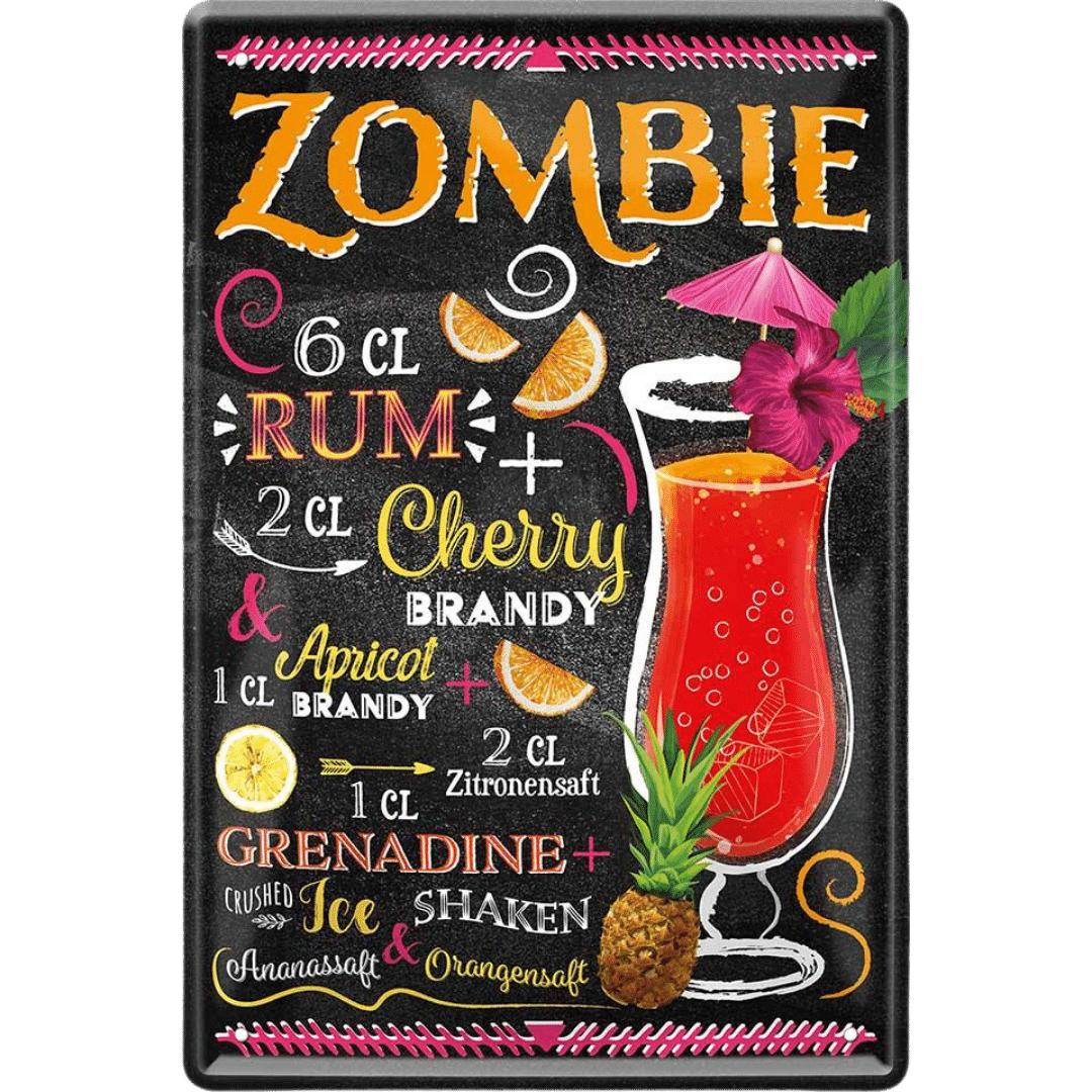 Zombie Cocktail Blechschild Dekoration